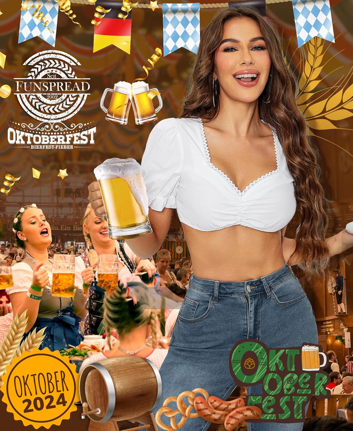 Dirndl Bluse Damen Weiß - Dirndlbluse Kurzarm Trachtenblusen Dirndlblusen für Oktoberfest