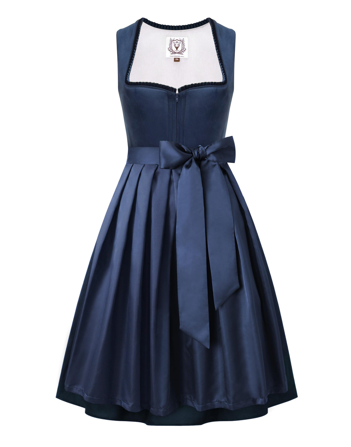 DIRNDLSTERN Dirndl Damen Blau Trachtenkleid - Dirndlkleid Midi mit Dirndlschürze Trachtenmode Oktoberfest Outfit