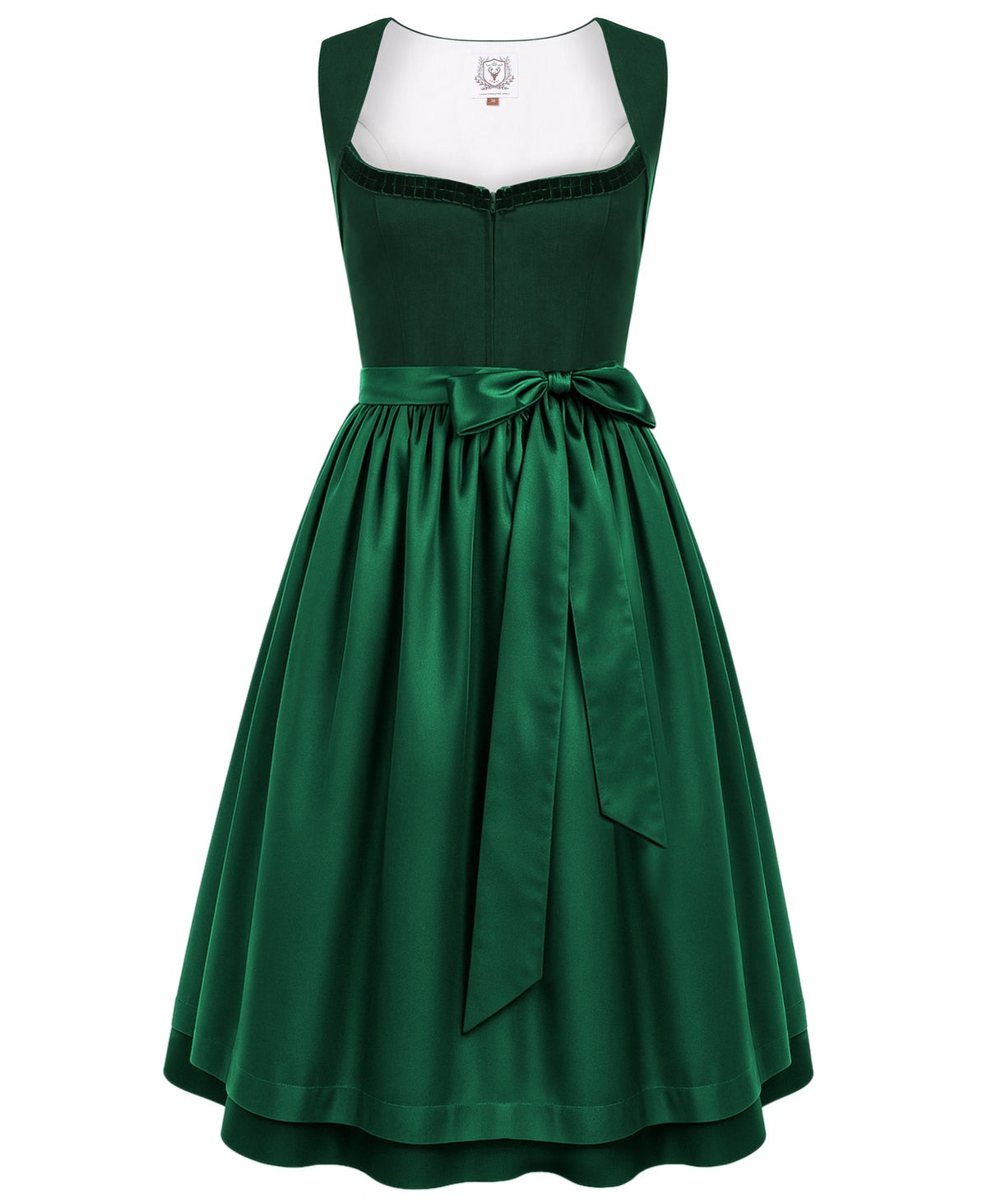 DIRNDLSTERN Dirndl Damen Trachtenrock Grün - Midi Trachtenkleid für Oktoberfest Leinen Dirndlkleid mit Dirndlschürzen