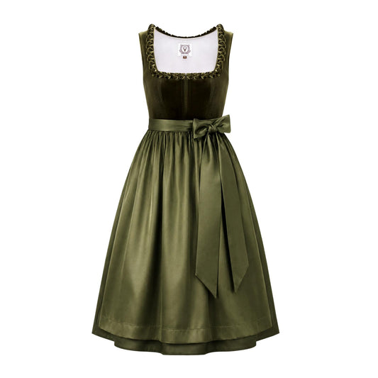 Dirndlstern Dirndl Damen Dirndlkleid Grün - Trachtenkleid Midi Smat Trachtenrock für Oktoberfest Volksfest