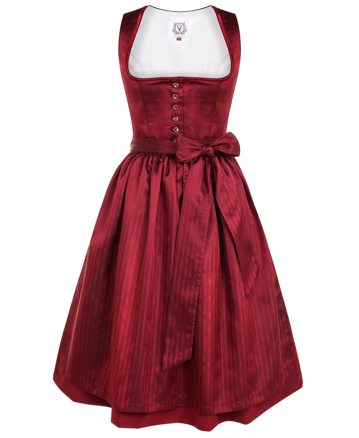 DIRNDLSTERN Dirndl Damen Midi Rot - Trachtenkleid Damen Dirndlkleid mit Plissee Dirndlschürze für Oktoberfest