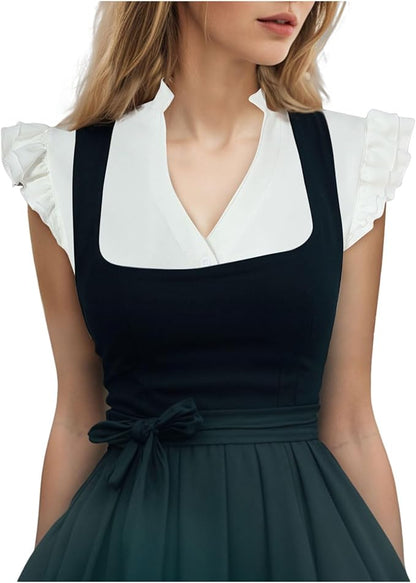 DIRNDLBLUSEN Dirndl Blouse Cap Sleeves Oktoberfest Women's Beer Clothing Dirndl Women's White Shirt Dirndl Blouse Short Sleeve Bavarian Beer Festival