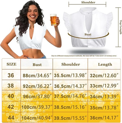 DIRNDLBLUSEN Dirndl Blouse Women's White Simple Dirndl Blouse Cap Sleeves Dirndl Blouse V Neck Oktoberfest Costume Blouse for Dirndl Women