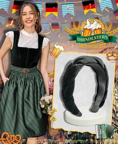 DIRNDLSTERN Geflochtener Trachten Haarreifen Damen - Haarschmuck Haarreif Dirndl Samt Oktoberfest Accessoires