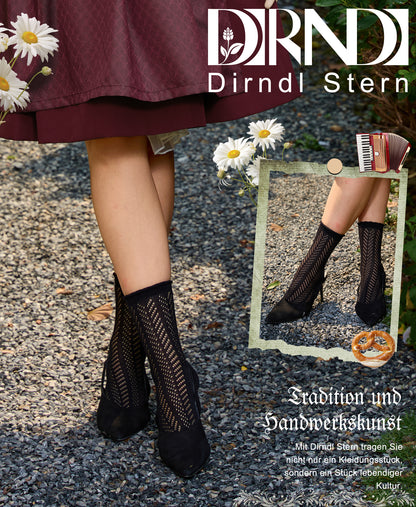 DIRNDLSTERN Trachtensocken Damen Socken – Trachtenstrümpfe Söckchen mit Rüschen für Oktoberfest