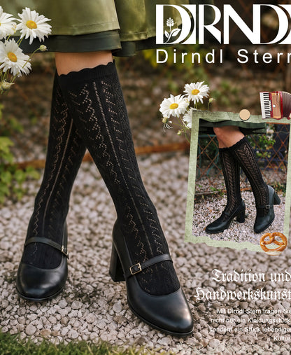 DIRNDLSTERN Trachtenstrümpfe Damen Trachten Socken - Dirndlstrümpfe Trachtensocken Söckchen mit Rüschen für Oktoberfest