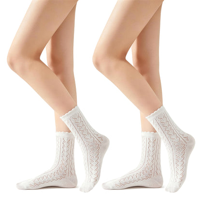 DIRNDLSTERN Trachtensocken Damen Socken – Trachtenstrümpfe Trachten Söckchen mit Rüschen für Oktoberfest