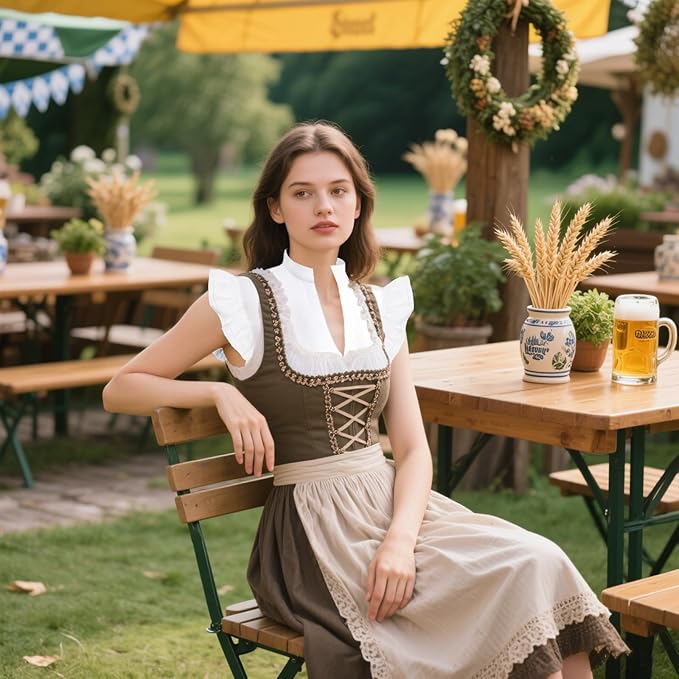 DIRNDLBLUSEN Dirndl Blouse Women's White Simple Dirndl Blouse Cap Sleeves Dirndl Blouse V Neck Oktoberfest Costume Blouse for Dirndl Women