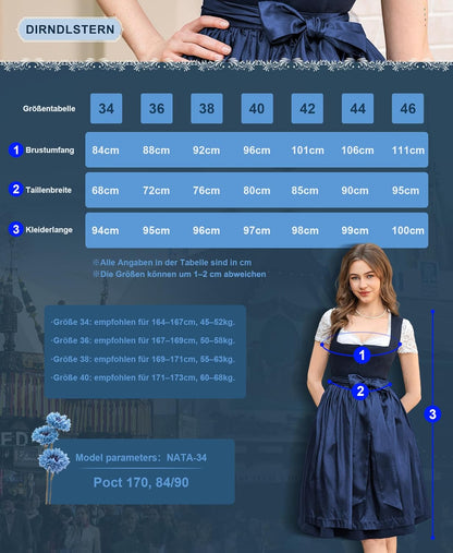 Damen Blau Ohne - Schnürung Midi Damen Outfit Oktoberfest 2025