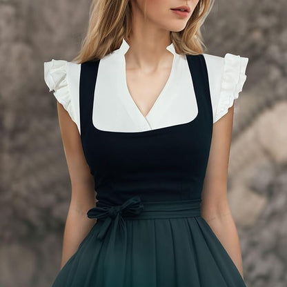 DIRNDLBLUSEN Dirndl Blouse Cap Sleeves Oktoberfest Women's Beer Clothing Dirndl Women's White Shirt Dirndl Blouse Short Sleeve Bavarian Beer Festival