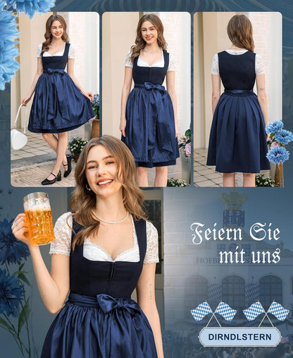 Damen Blau Ohne - Schnürung Midi Damen Outfit Oktoberfest 2025