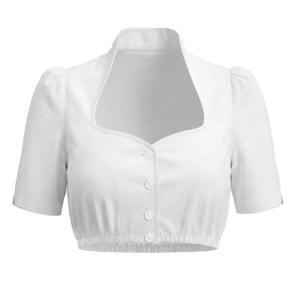 DIRNDLSTERN Bluse Damen Weiß - Dirndlbluse zum Knöpfen Trachtenbluse für Oktoberfest