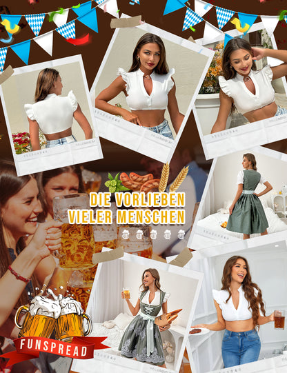 DIRNDLBLUSEN Dirndl Bluse Damen Flügelärmel Oktoberfest Bierbekleidung Dirndl Damen Weißes Hemd Dirndlbluse Kurzarm Bayerisches Bierfest